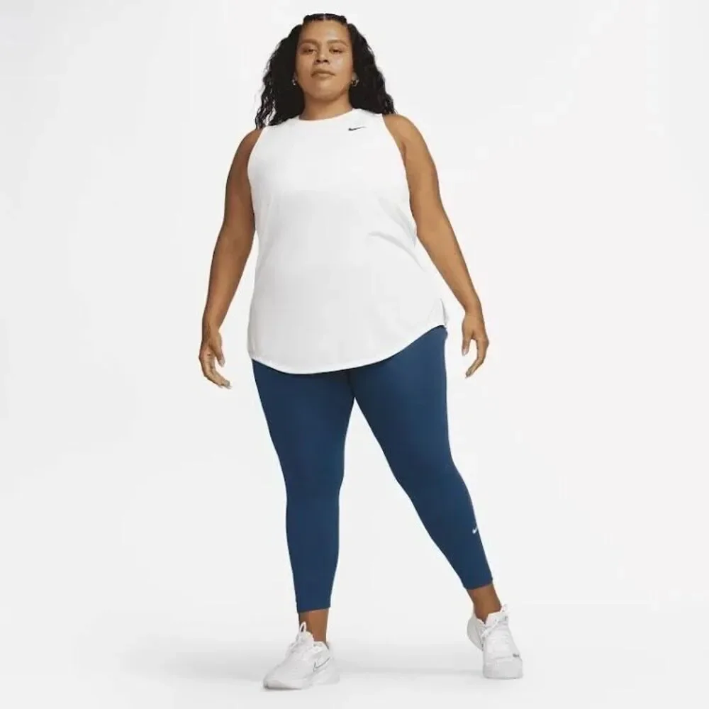 12. Nike NWT Dri-fit Curvy Size Racerback Curved-Hem Tank Top White/Black